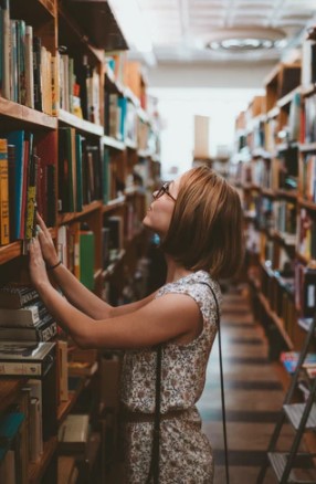 College student in a library